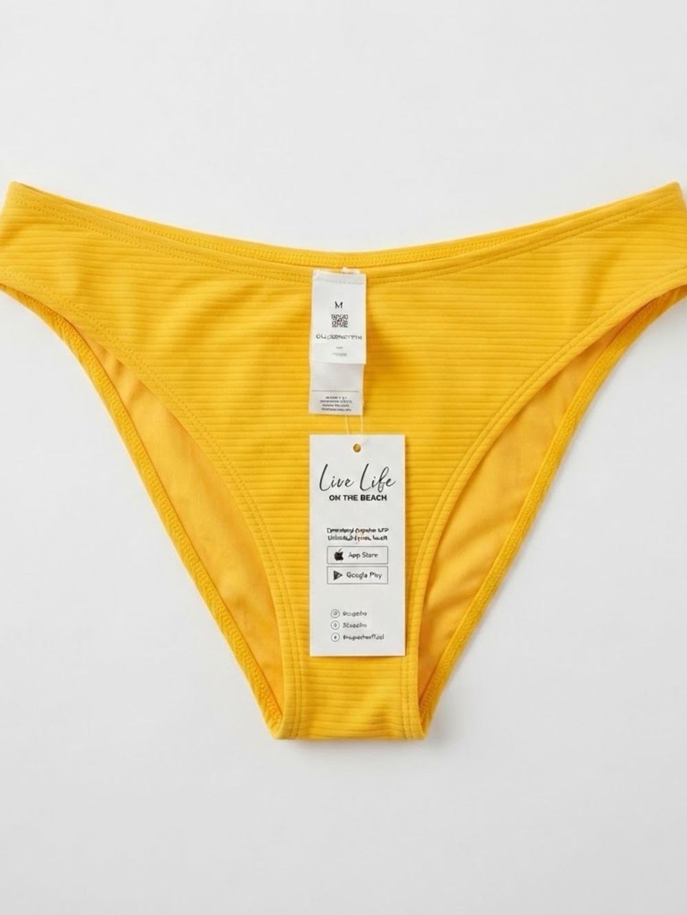 NWT Cupshe Yellow Ribbed Bikini Bottoms - Size Medium